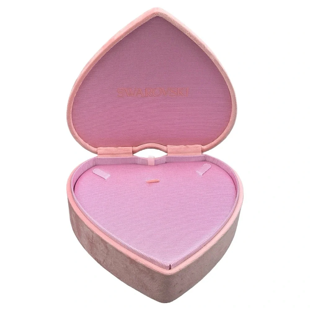 Swarovski Authentic Pink Heart Velvet Jewelry Box Rings Bracelets Necklaces
